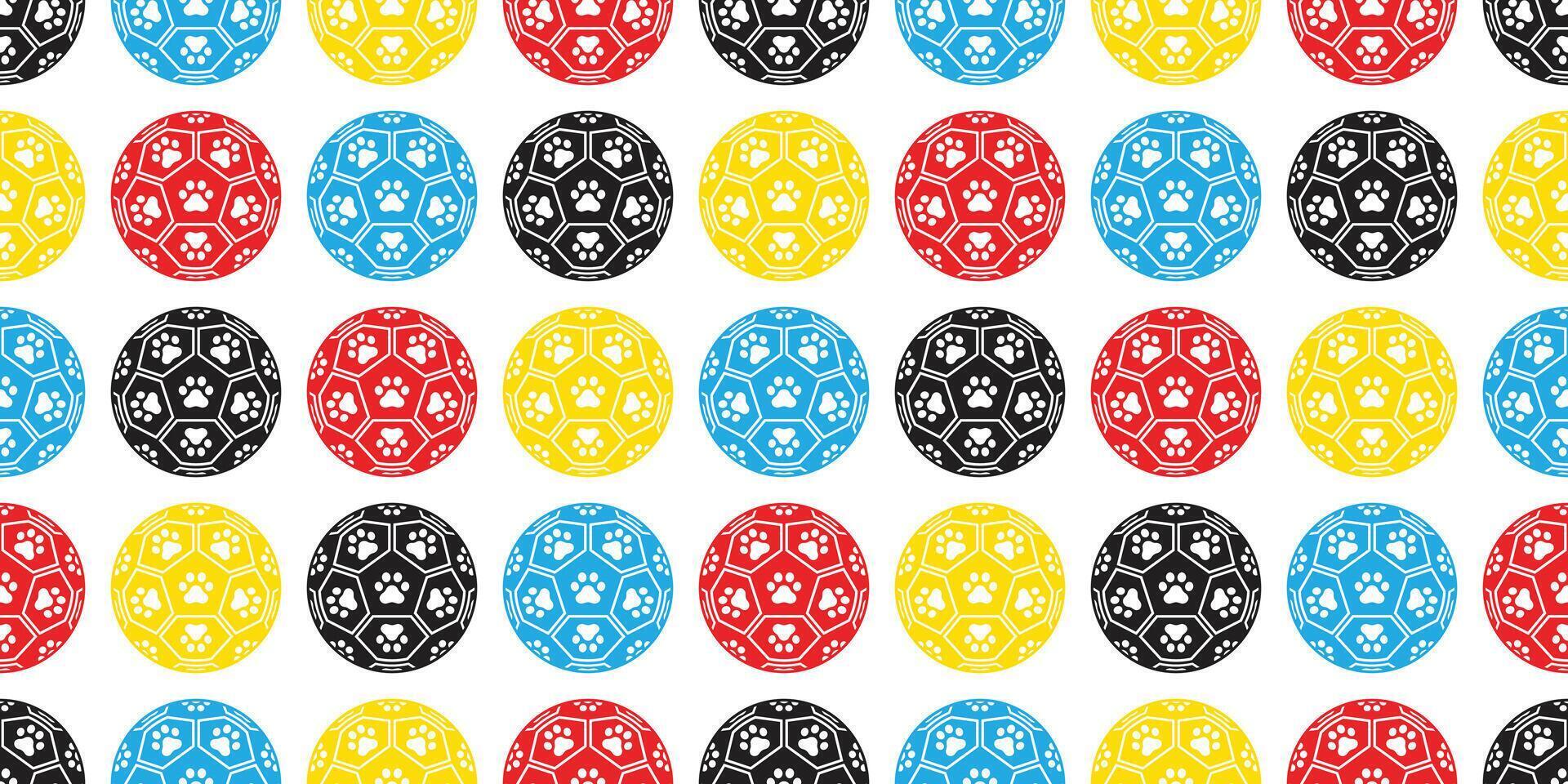 football dog paw seamless pattern footprint soccer ball sport cartoon cat kitten puppy repeat wallpaper tile background scarf isolated illustration doodle design vector
