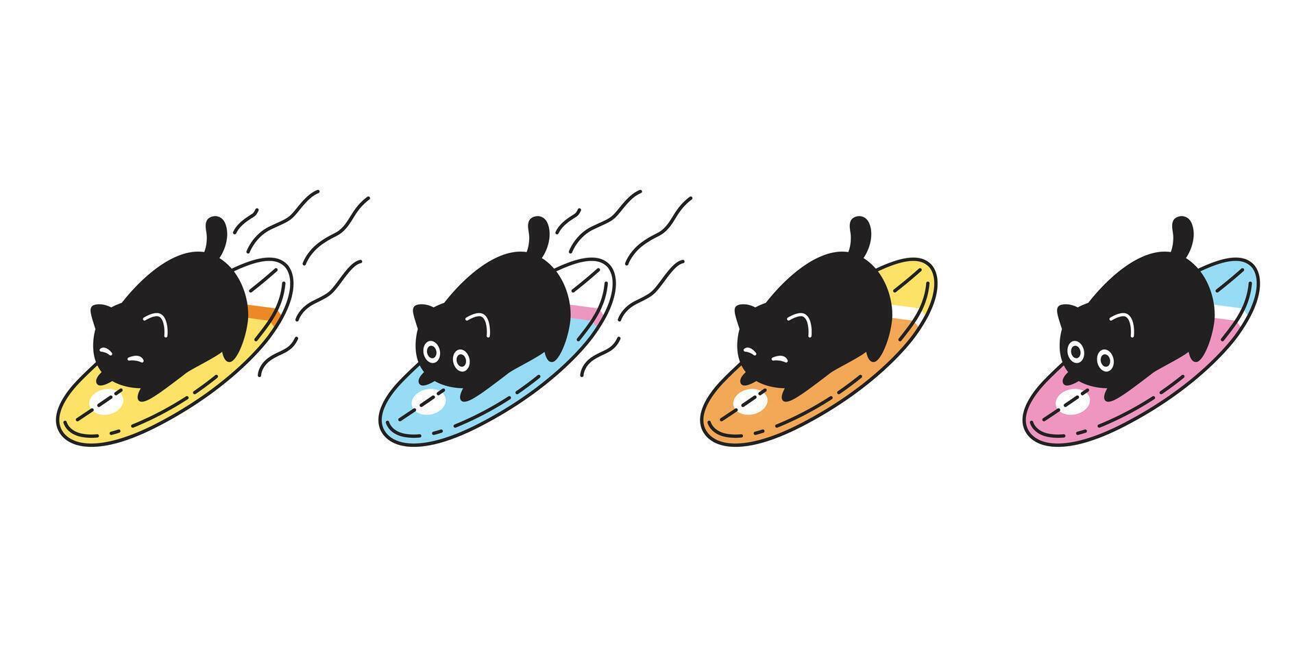 cat calico kitten surfboard surf beach sport icon logo pet face head breed cartoon character doodle symbol stamp design animal illustration isolated vector
