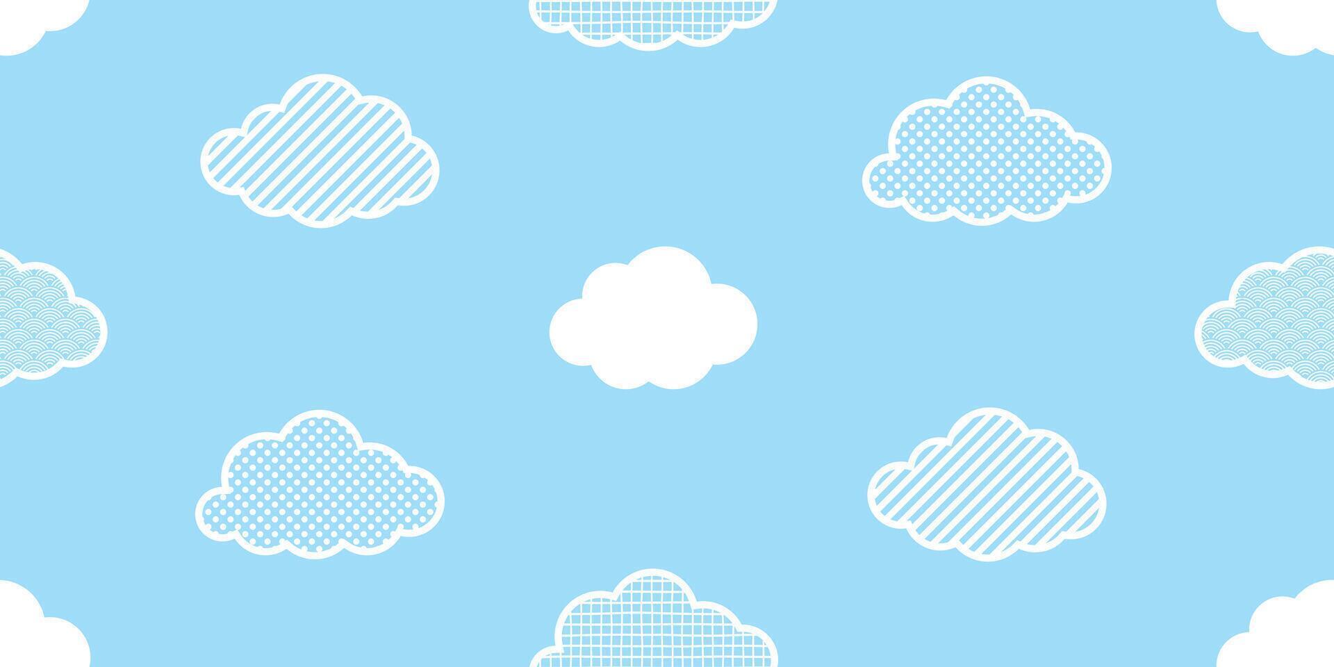 cloud seamless pattern polka dot striped japanese wave checked raining cartoon repeat background scarf isolated animal tile wallpaper gift wrapping paper illustration doodle design vector