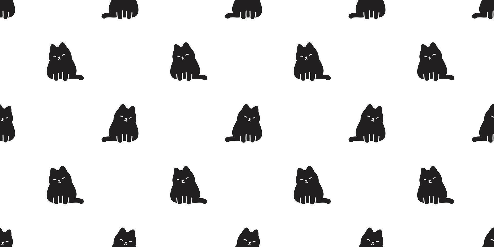 cat seamless pattern black kitten calico fat neko sitting character cartoon breed pet gift wrapping paper tile background repeat wallpaper animal doodle illustration design scarf isolated vector