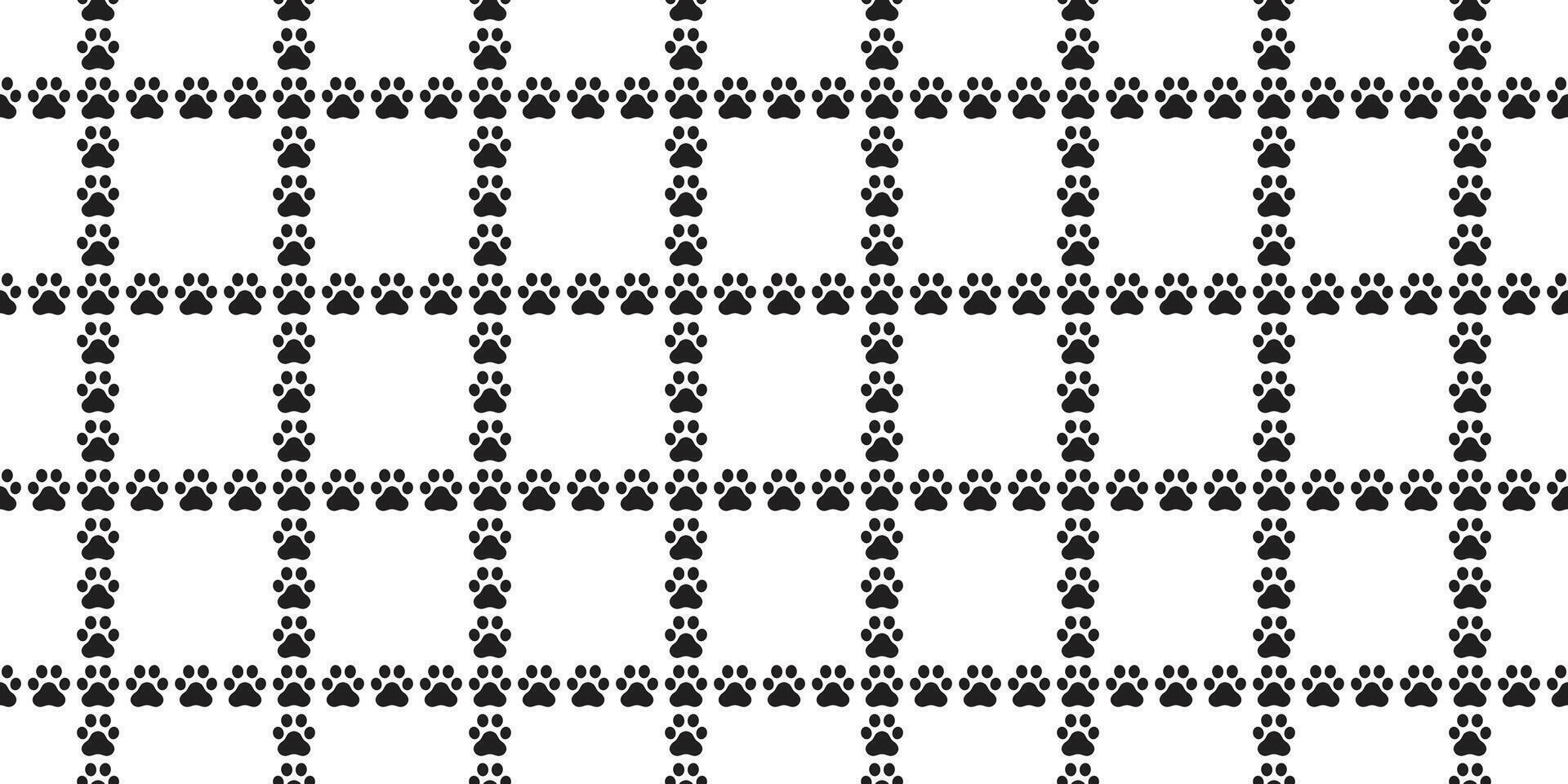 dog paw seamless pattern footprint cat kitten french bulldog puppy pet cartoon doodle checked gift wrapping paper tartan plaid tile background repeat wallpaper illustration design isolated vector