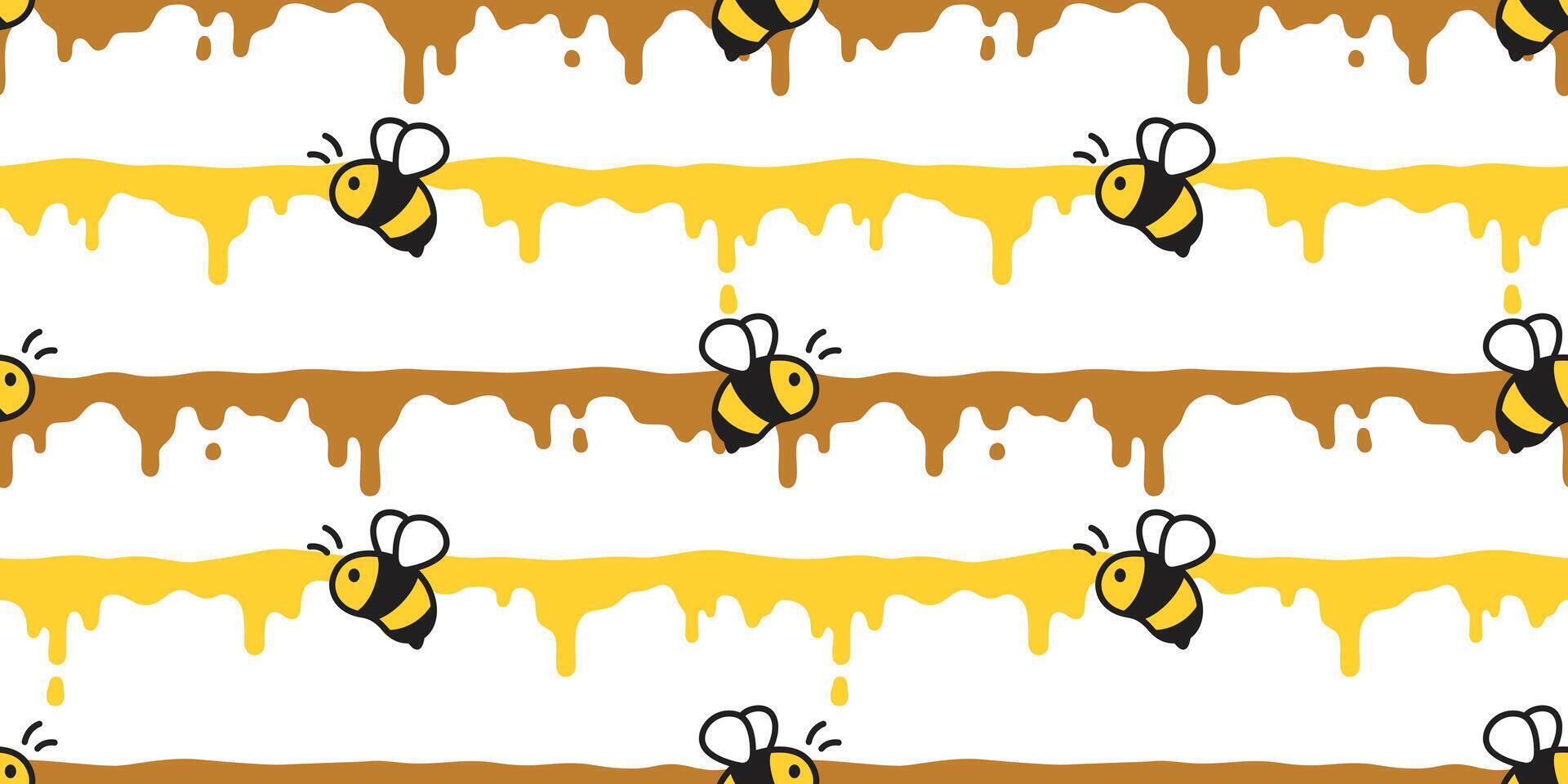honey bee seamless pattern splash honeycomb insect scarf isolated cartoon gift wrapping paper repeat background tile wallpaper illustration doodle textile design vector