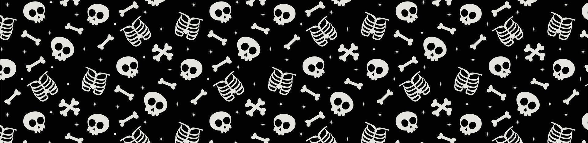cute skeleton seamless pattern bones background for halloween scary spooky vector