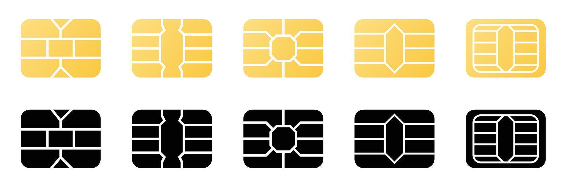 credit card chip icon gold yellow black pin vector