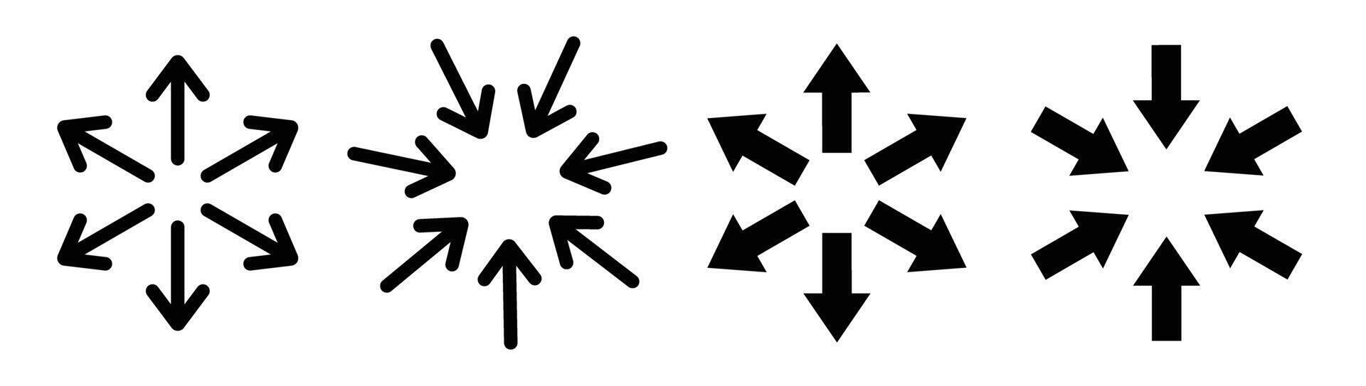 meeting point seperate sread assembly arrow icon vector