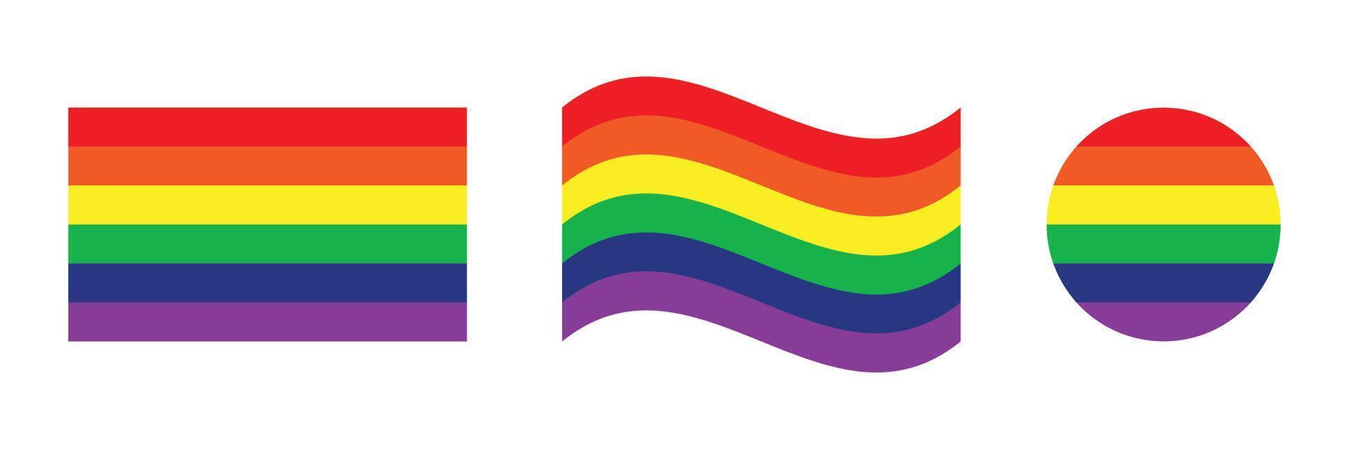 rainbow flag set pride month flags. Rainbow flag symbol. LGBT community symbol in rainbow colors. Happy pride background illustration design. vector