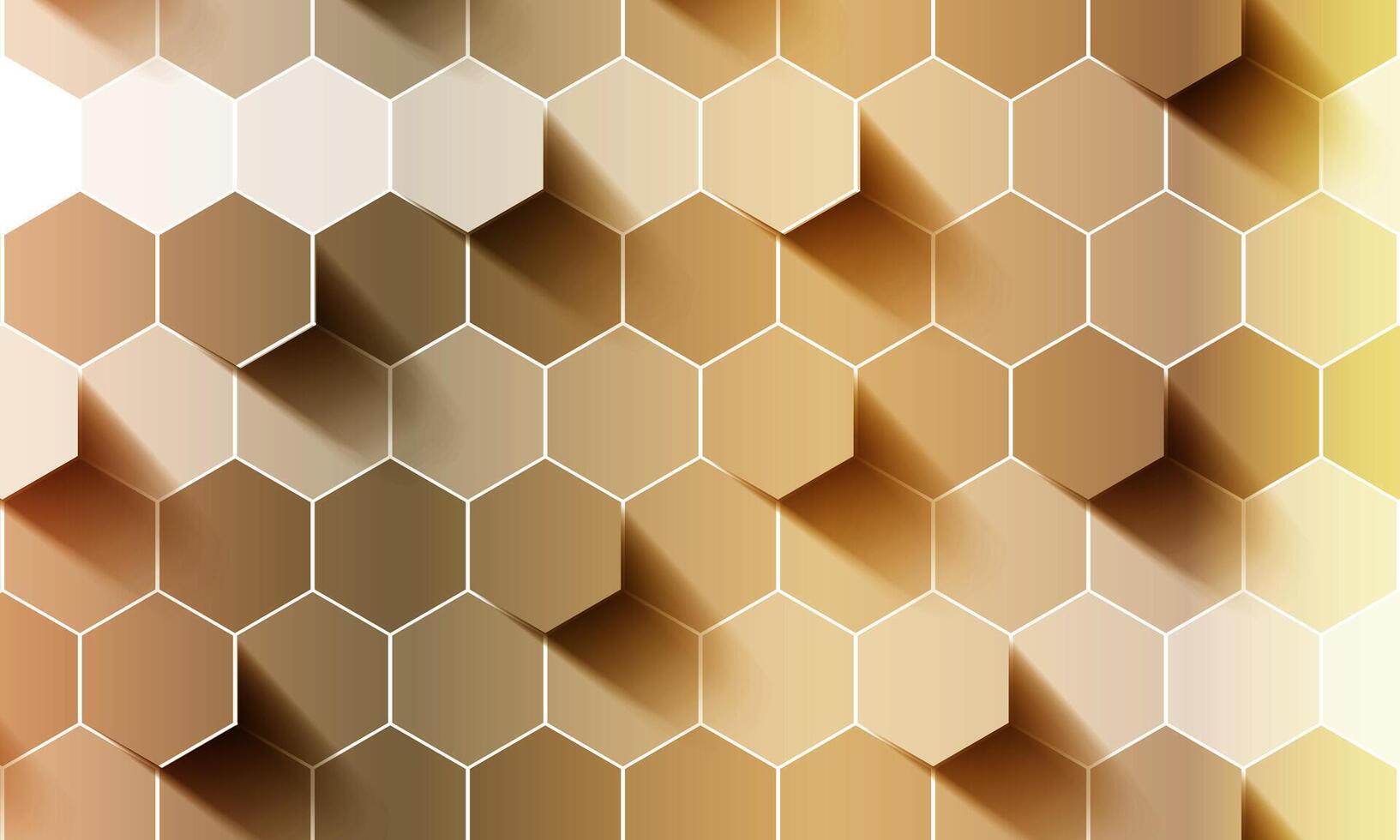 Abstract bright mosaic embossed hexagon. honeycomb brown background. soft light and shadow. vector