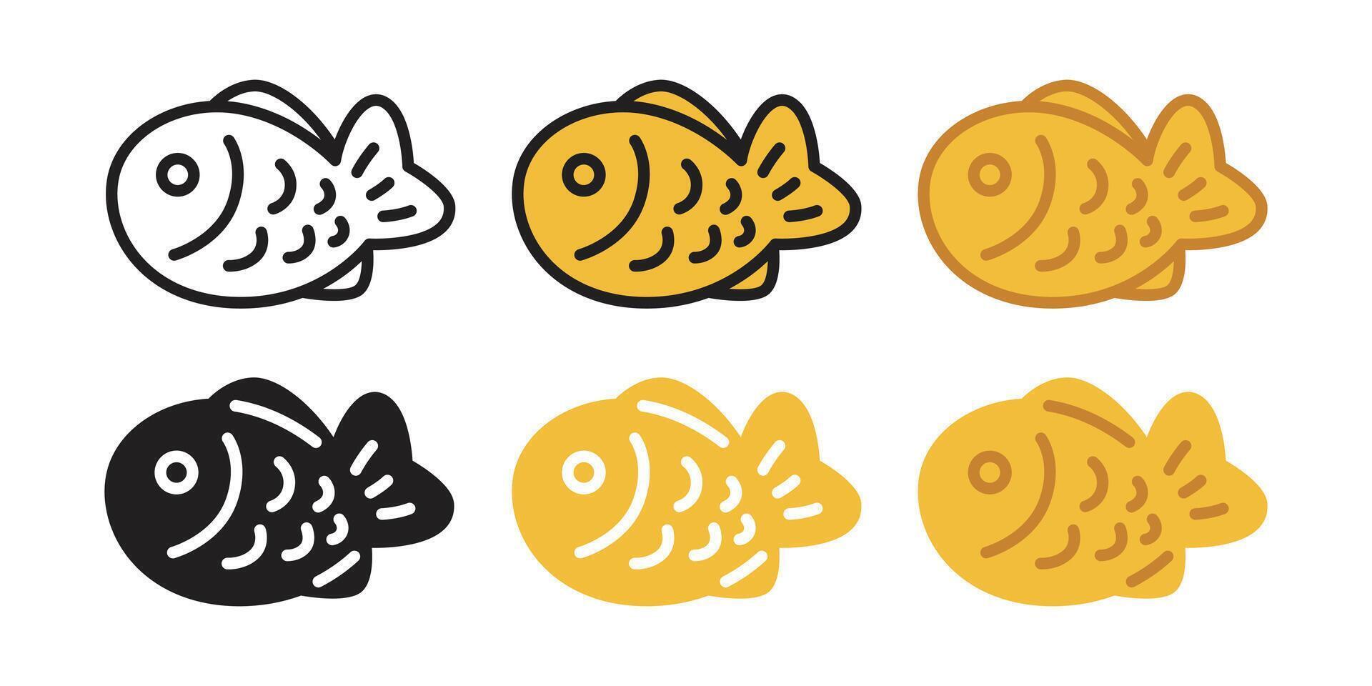 fish icon Taiyaki japanese bakery food snack salmon tuna doodle cartoon character symbol illustration design clip art vector