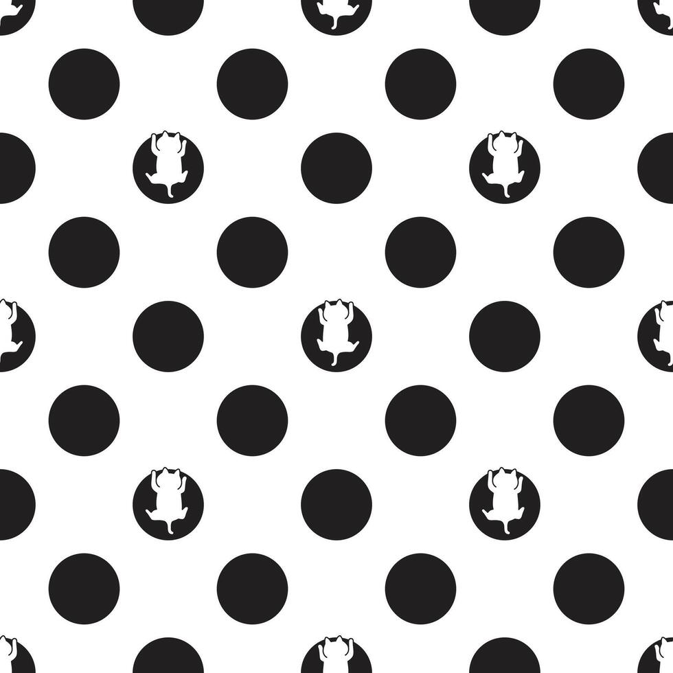 cat seamless pattern polka dot white kitten calico neko climbing character cartoon breed pet gift wrapping paper tile background repeat wallpaper animal doodle illustration design scarf isolate vector