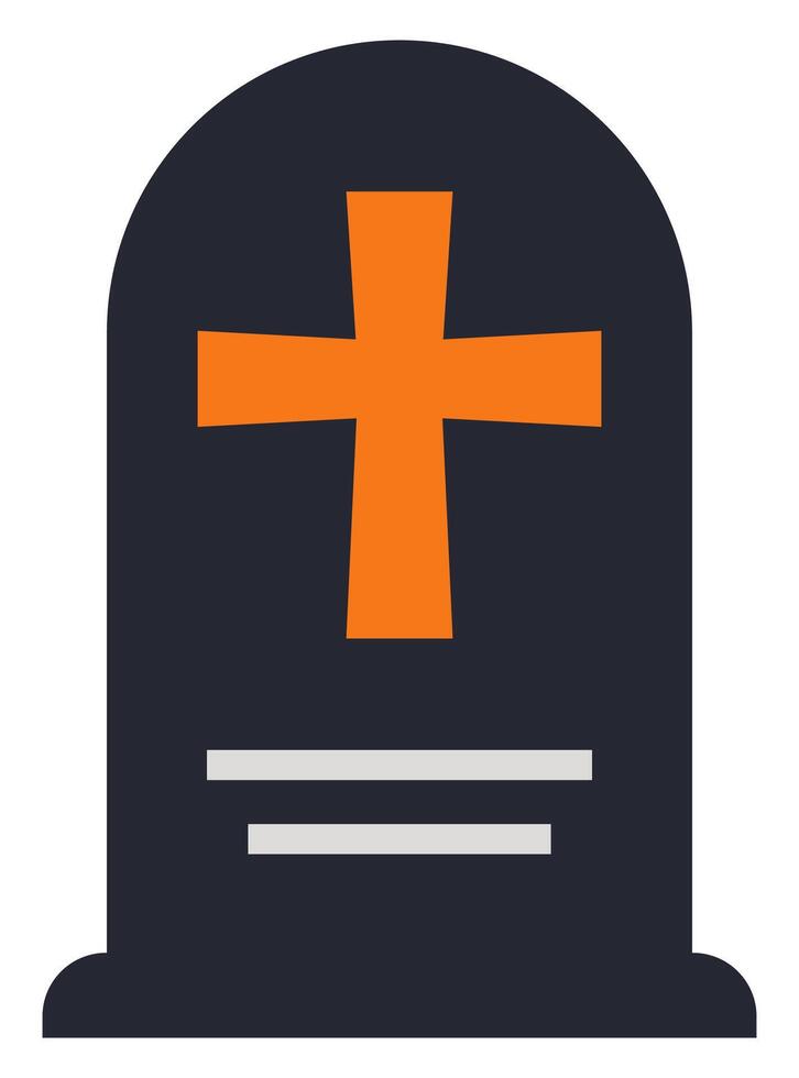 Flat icon of tombstone isolated on white background. vector