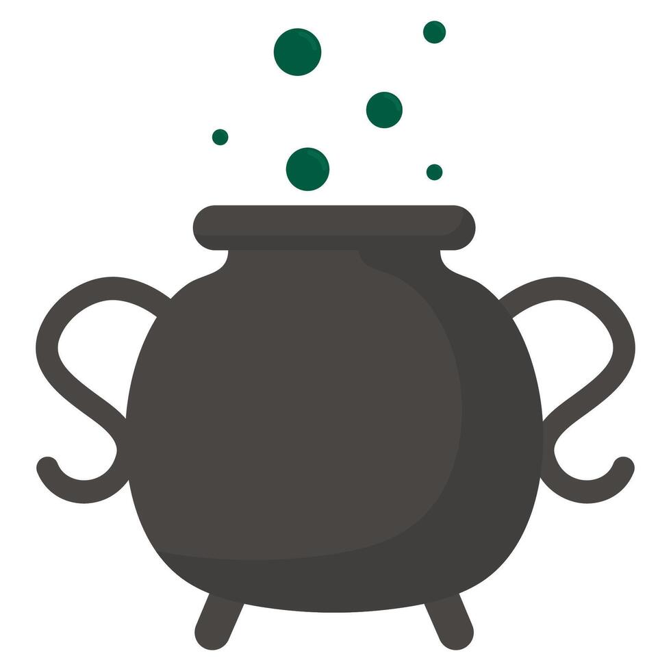 Halloween cauldron flat icon isolated on a white background. vector