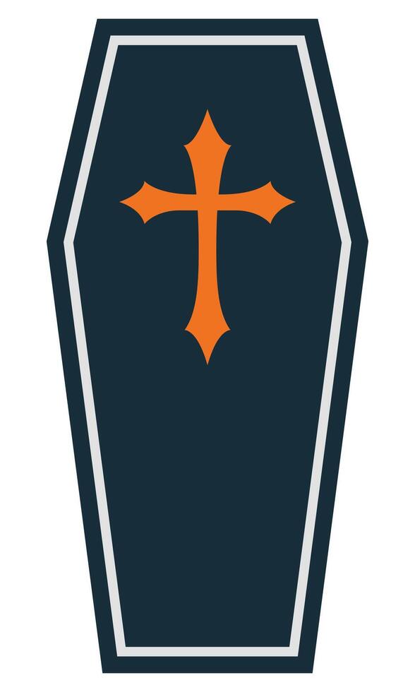 Flat icon of coffin isolated on white background. vector