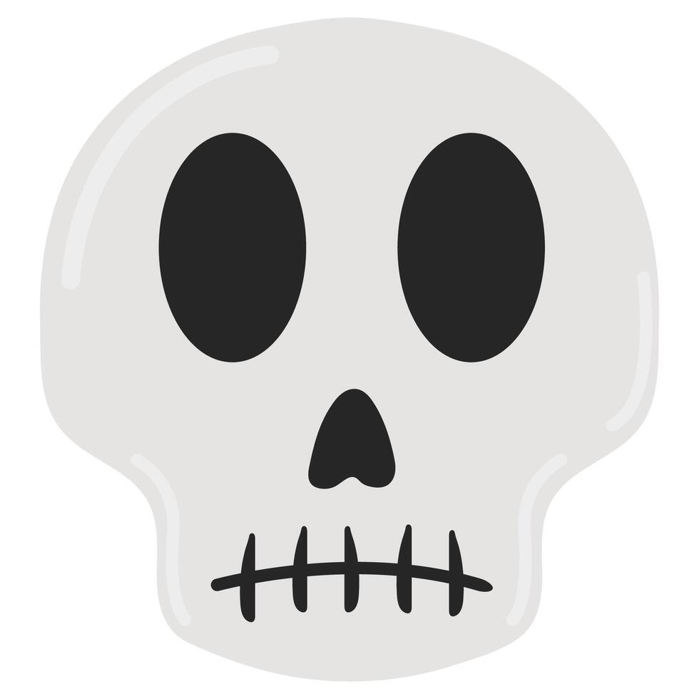 Grey cartoon skull flat icon illustration isolated on white background. vector