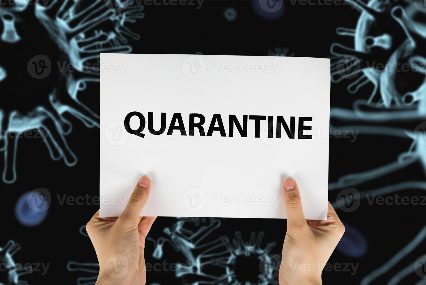 Hand keep sign QUARANTINE photo