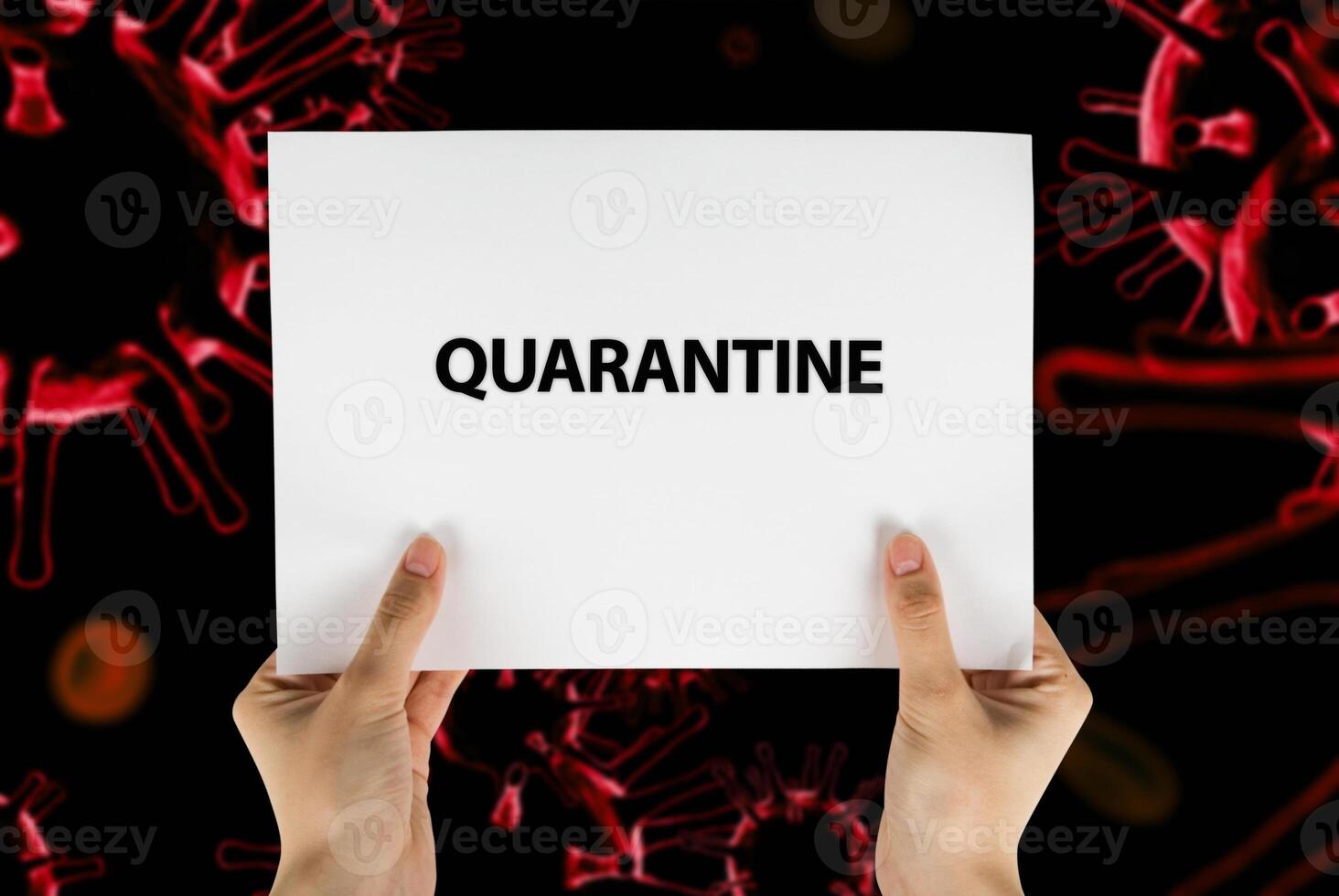 Hand keep sign QUARANTINE photo