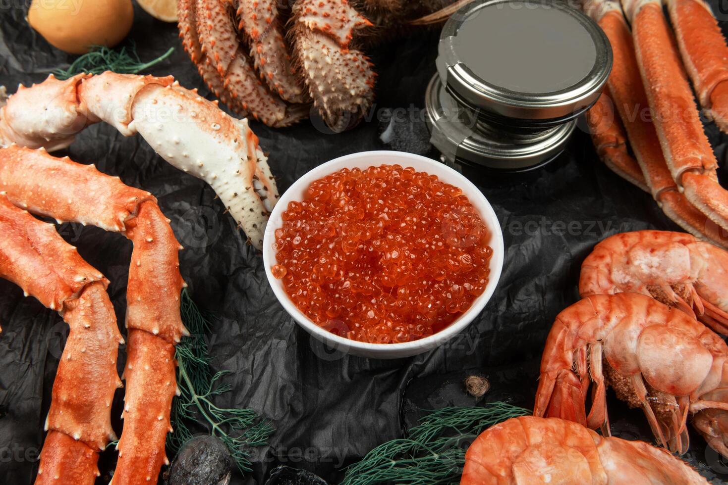 Set of fresh seafood photo