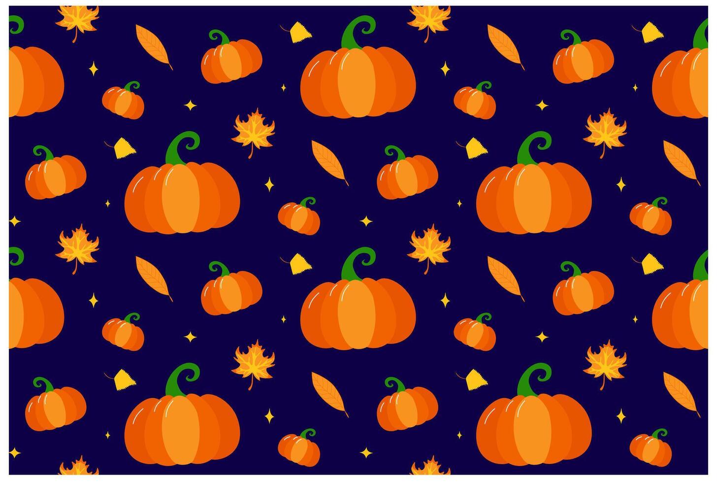 Seamless autumn pattern with pumpkins, fall leaves. Thanksgiving background. It can be used for wallpapers, wrapping, cards, patterns for clothes and other. vector