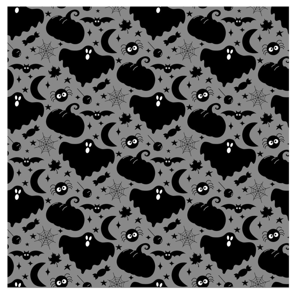 Ghost halloween seamless pattern. Halloween texture on white background. Doodles hand drawn illustration. vector