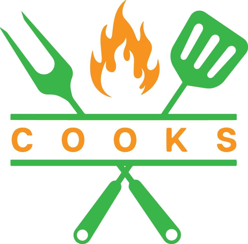 Cooks logo with two forks and a fire vector