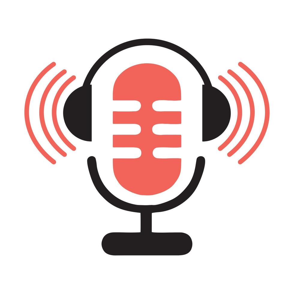 A microphone icon with headphones on it vector