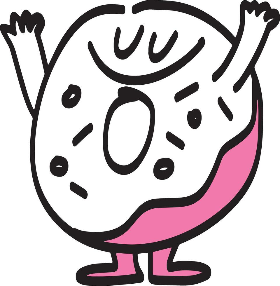 A cartoon donut with arms up in the air vector