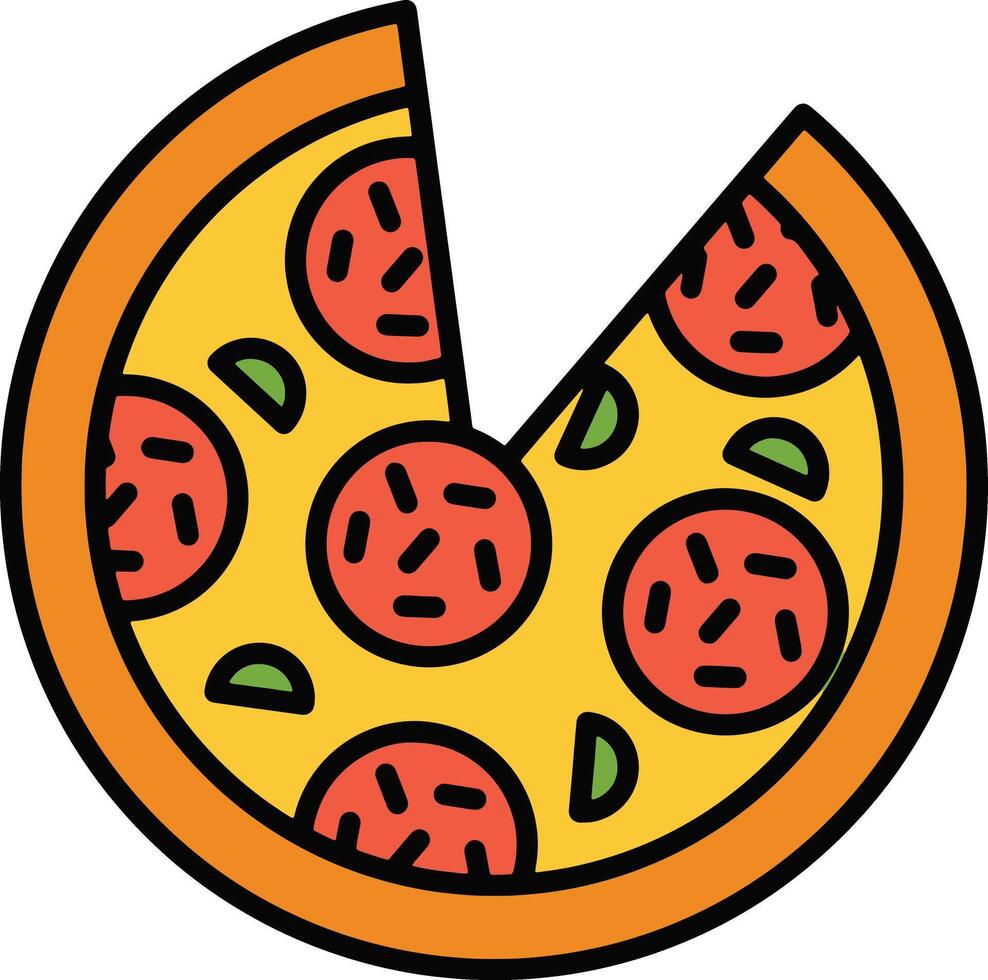 A slice of pizza with a slice missing vector