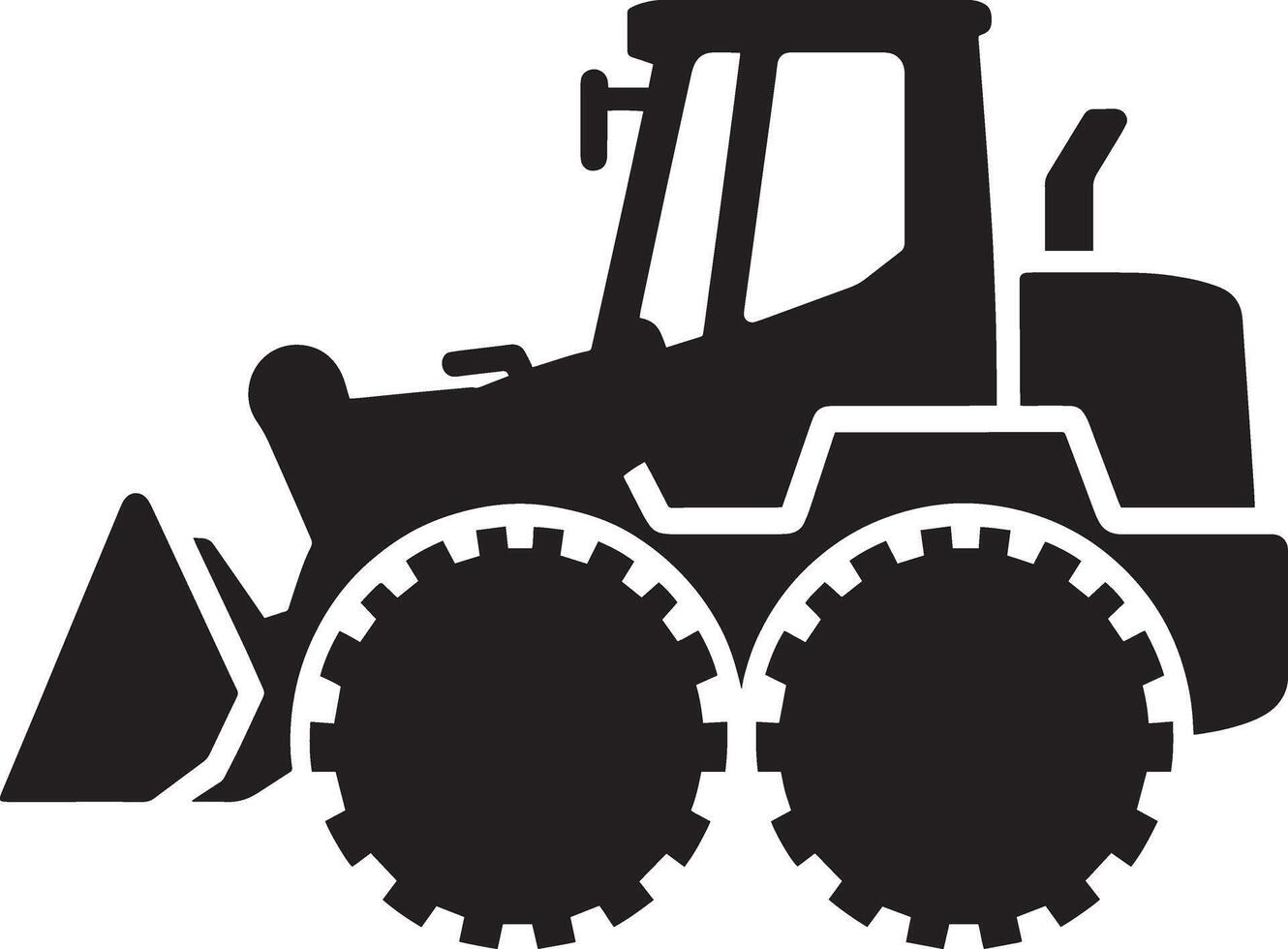 A black and white silhouette of a bulldozer vector