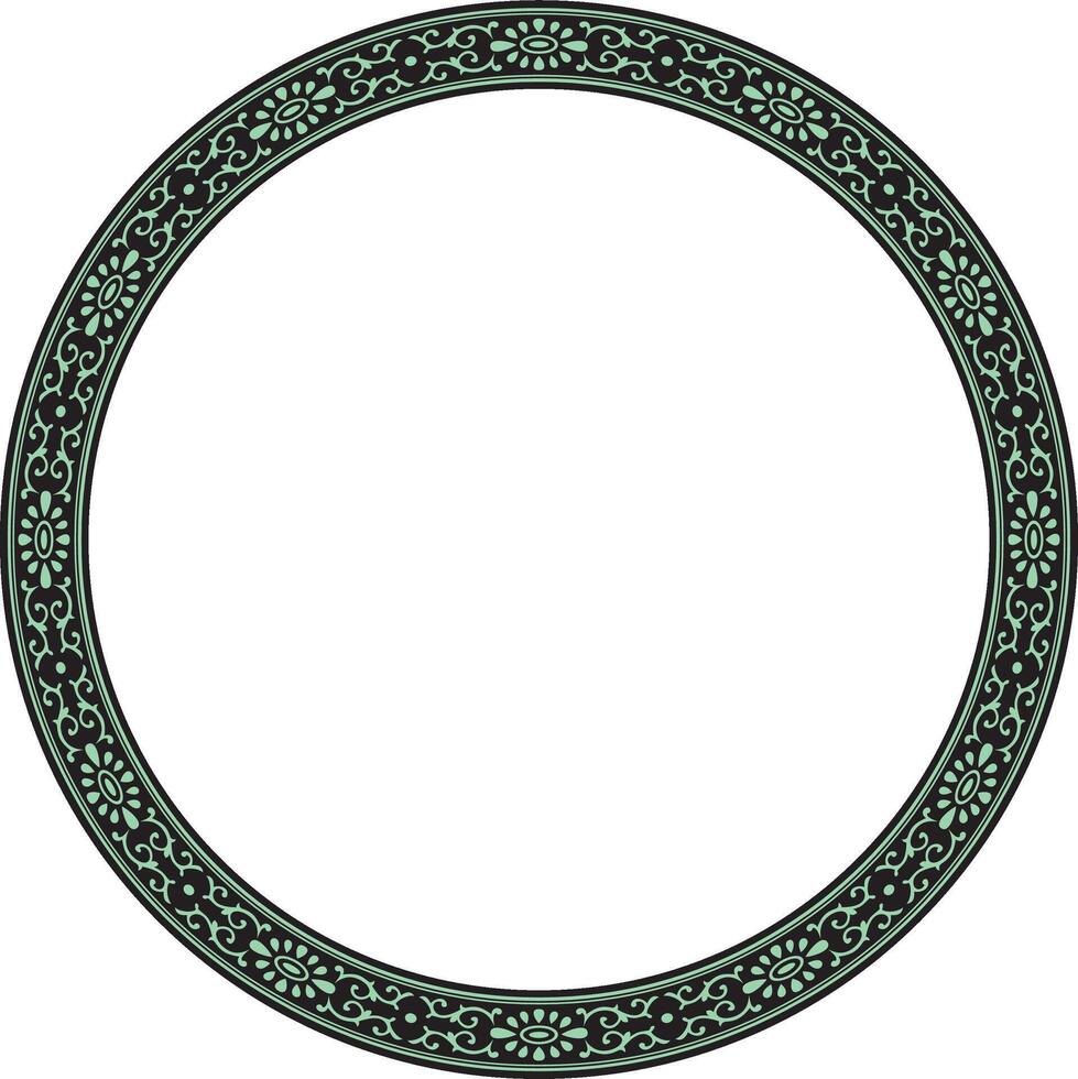 green with black frame, border, Chinese ornament. Patterned circle, ring of the peoples of East Asia, Korea, Malaysia, Japan, Singapore, Thailand. vector