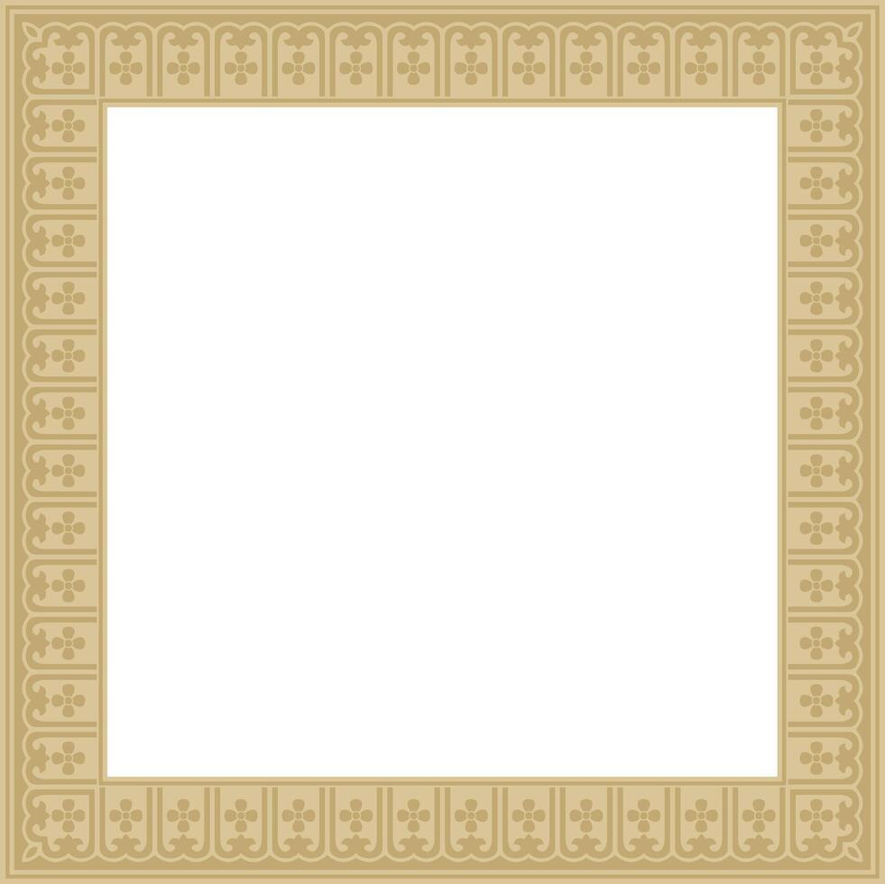 golden Chinese rectangle, frame. Square ornaments of oriental peoples, korea, taiwan, china, hong kong, indonesia vector