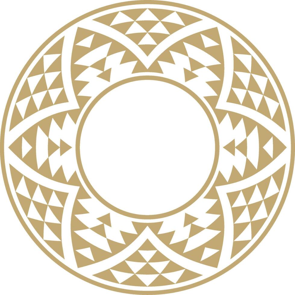 Native American round gold pattern. Geometric shapes in a circle. National ornament of the peoples of America, Maya, Aztecs, Incas vector