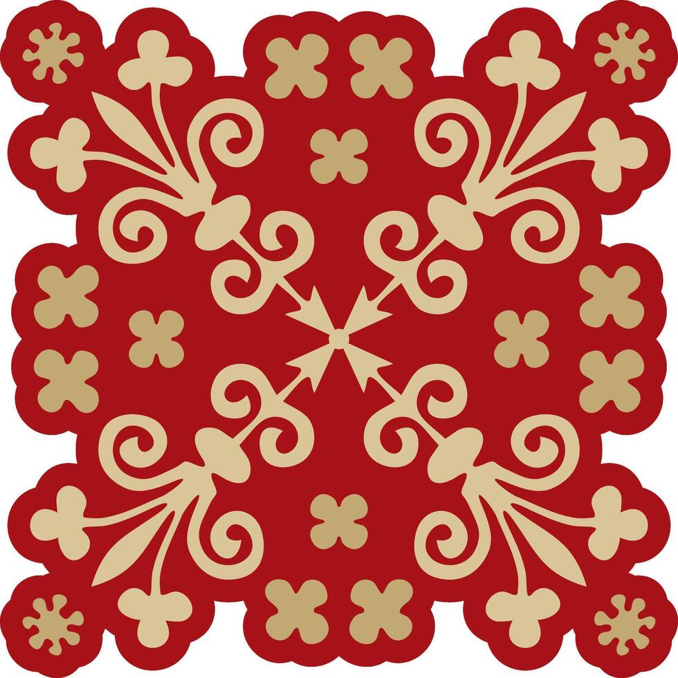 gold with red gothic ornament. Medieval European art. Traditional patterns of Catholic cathedrals. vector