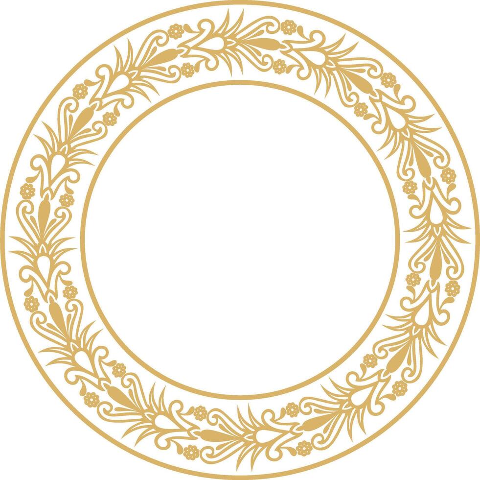 gold seamless round Egyptian ornament. Infinite circle, ring, border, Ancient Egypt frame. vector