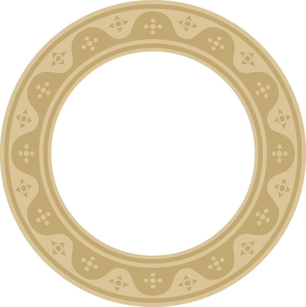 golden round gothic ornament. Medieval European circle, ring, border. Classic pattern of the Germans, Angles, Saxons, Franks. vector