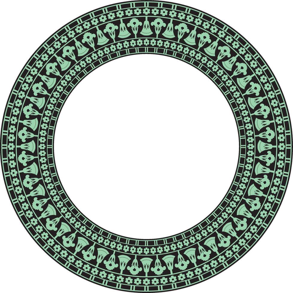 green round ornament of ancient Egypt. Circle Border, frame in pyramids vector