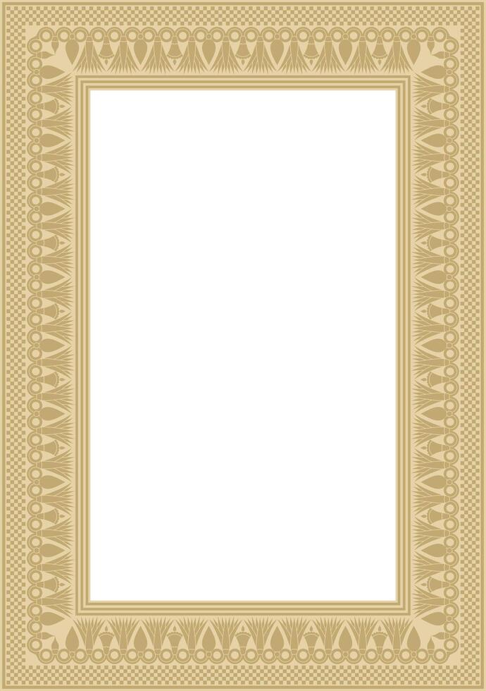 golden square Egyptian ornament. Endless Rectangle, Ring of Ancient Egypt. Geometric African frame. vector