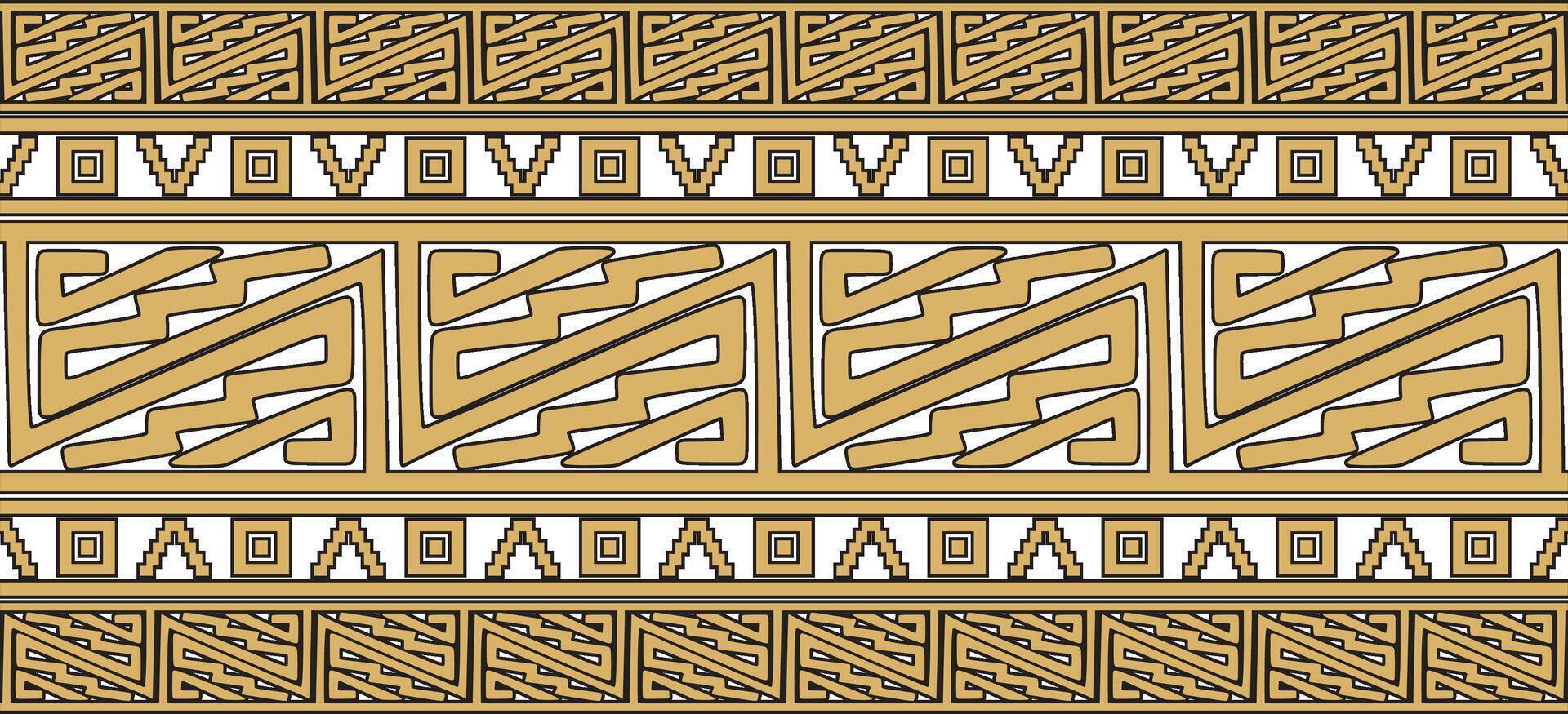 seamless golden border ornament. Native American tribes framework. vector