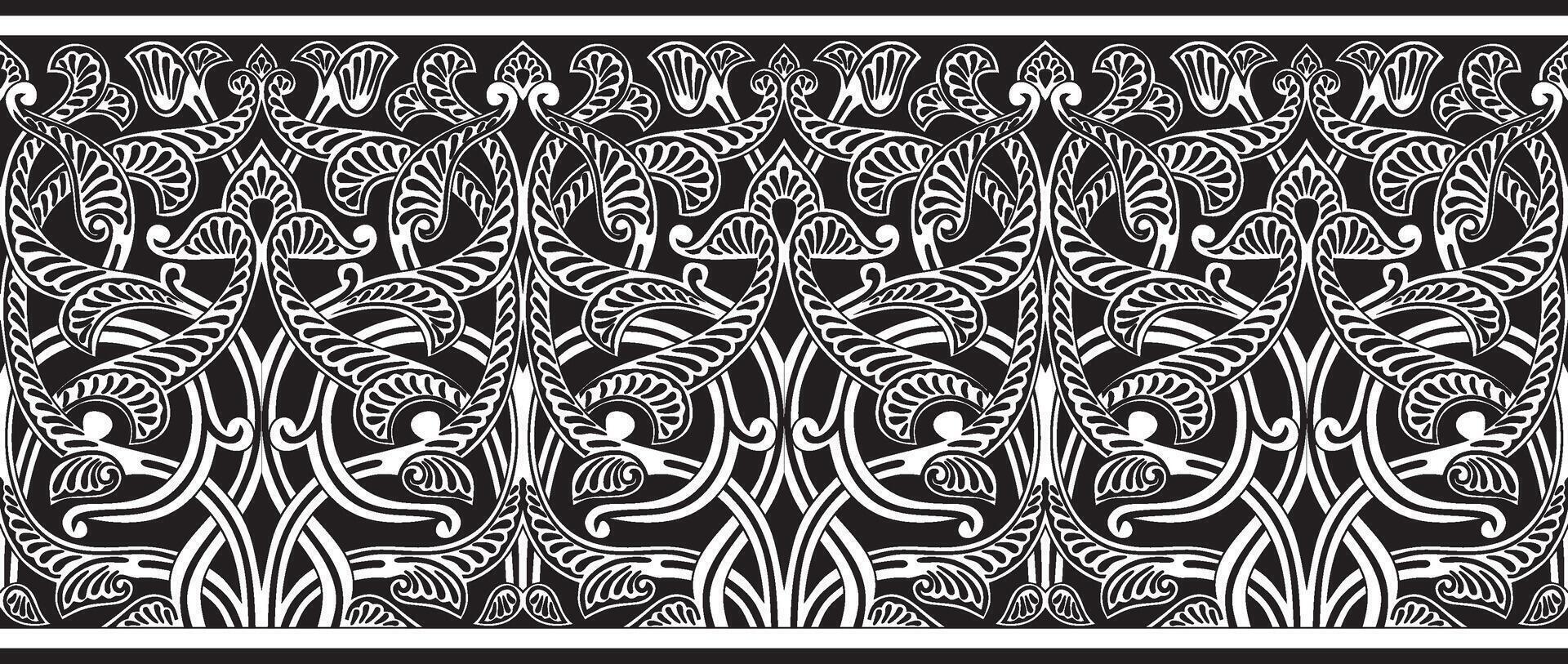 monochrome seamless arabic ornament. Black endless arabesque, border. For sandblasting, laser and plotter cutting. vector