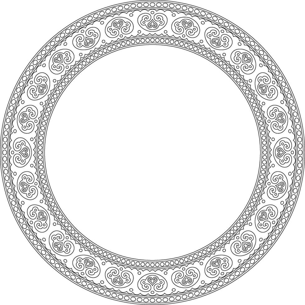 round black contour ancient Russian ornament. Slavic border, frame. Circle, ring. Painting of the royal chambers. vector