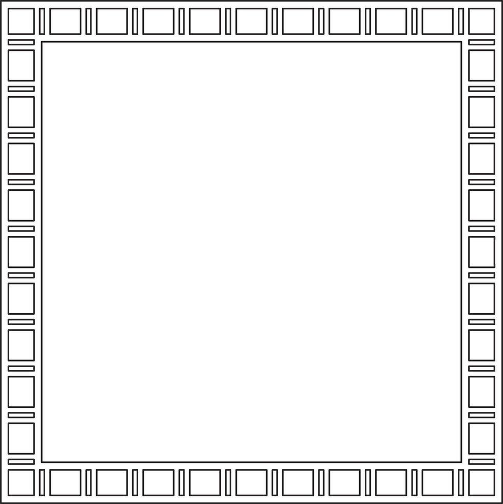 black contour square Egyptian ornament. Rectangle, frame, ancient Egypt.Pattern of lotus flowers and sun vector