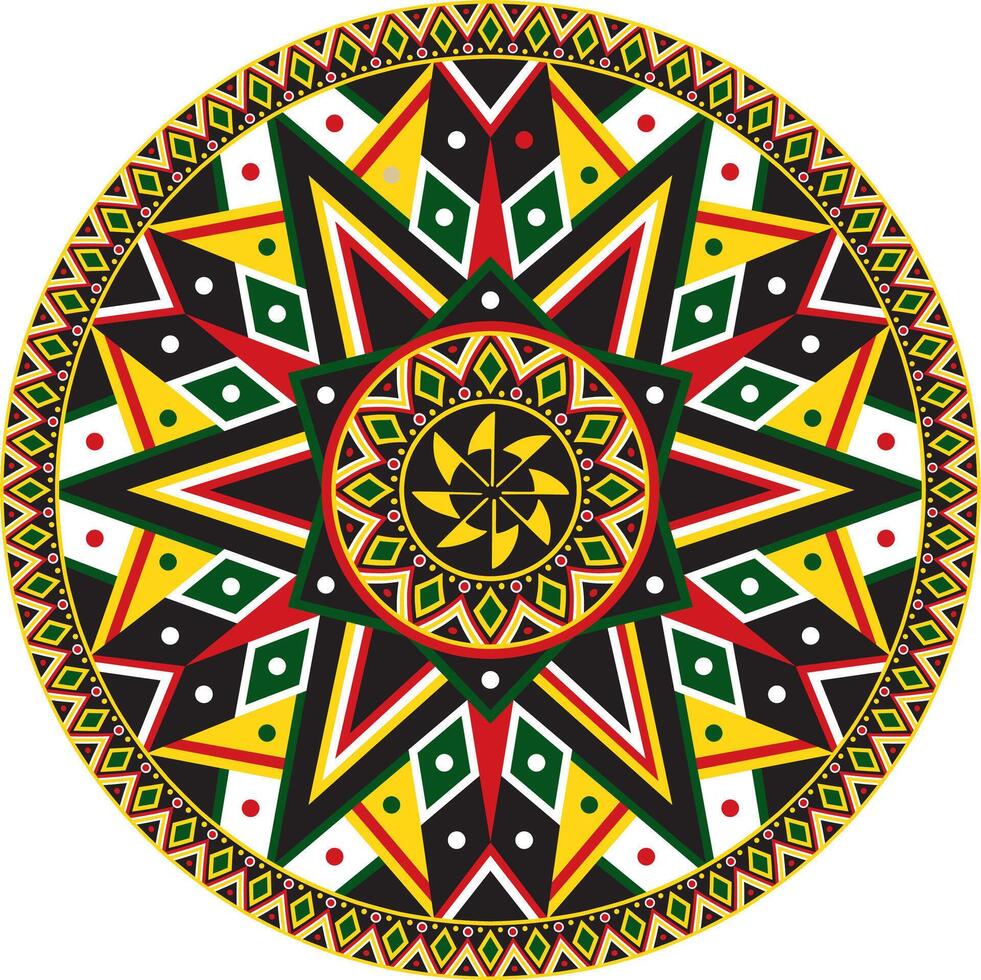 Native American round colored pattern. Geometric shapes in a circle. National ornament of the peoples of America, Maya, Aztecs, Incas vector