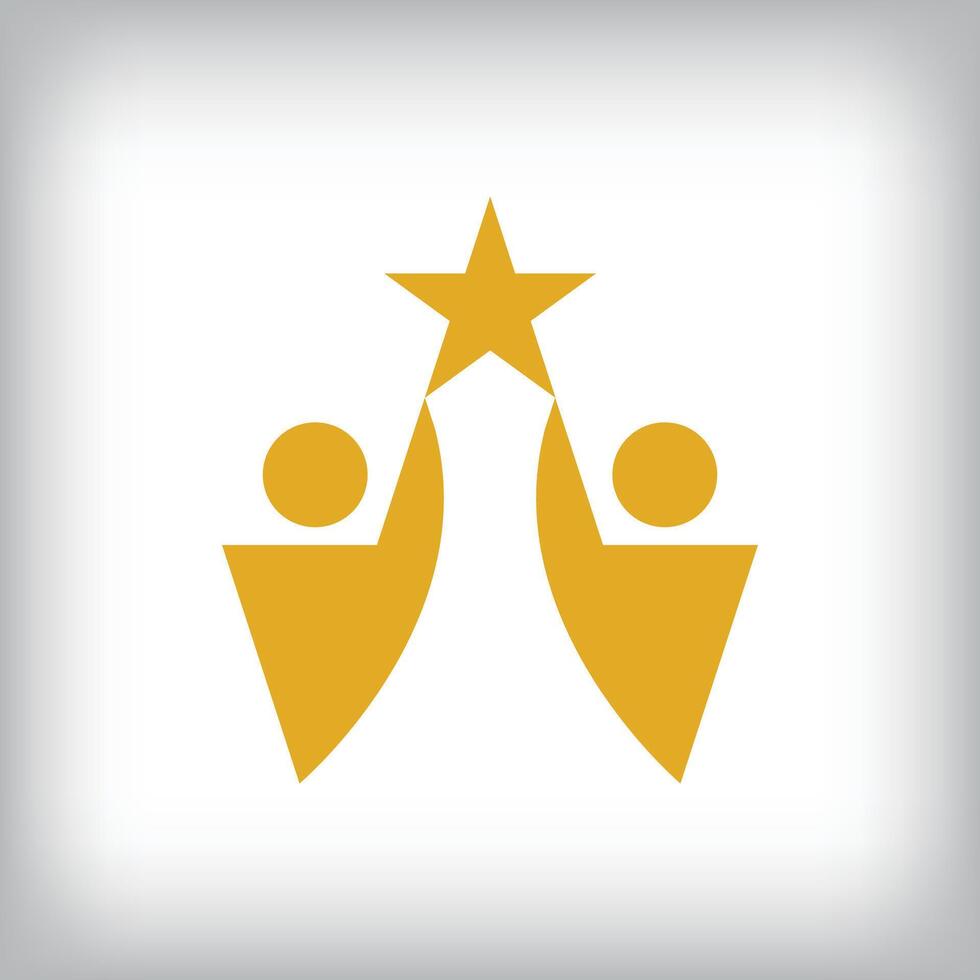 Unique human touching star logo design. Geometric corporate identity design. vector
