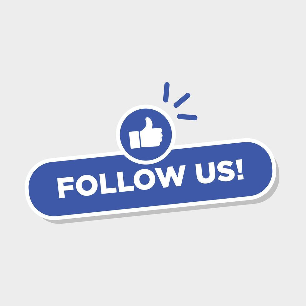 Follow us sticker button label badge flag sign symbol vector
