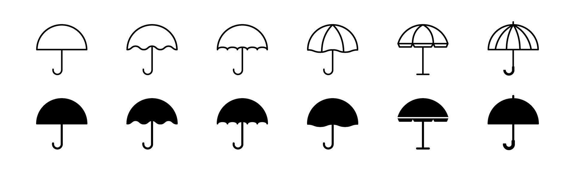 Umbrella icon set. Line and solid umbrella . Parasol set vector