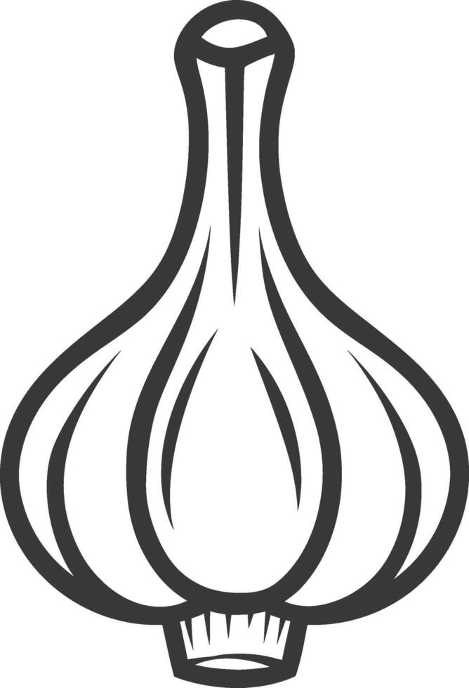 A black and white illustration of a garlic bulb vector