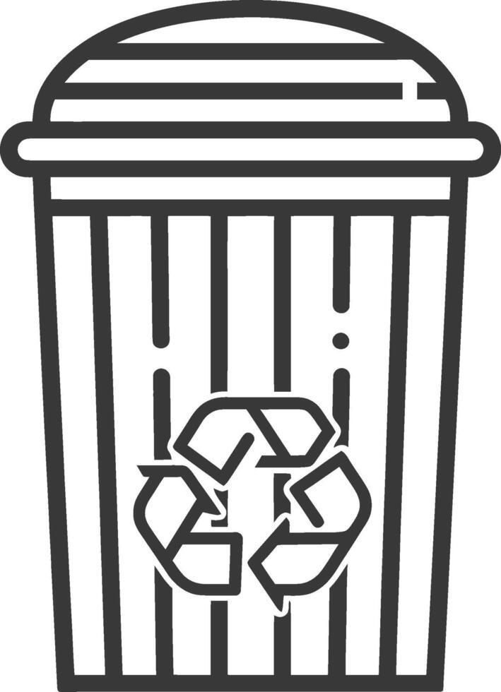 Black and White Line Drawing of a Recycling Bin vector