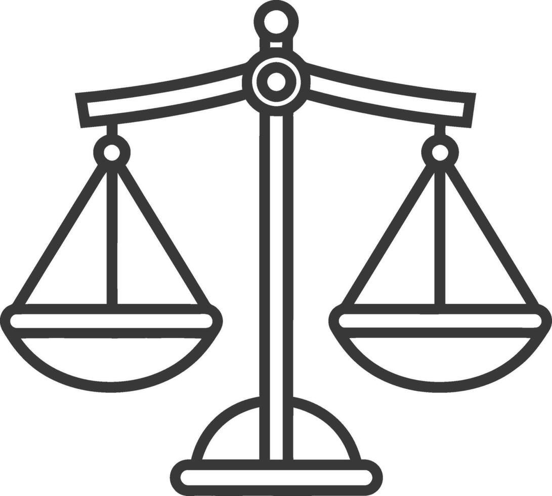 Line drawing of a balanced scale vector