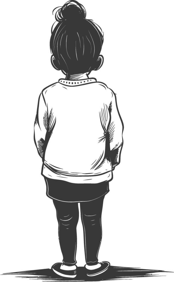Back View of a Girl with a Bun in Her Hair vector