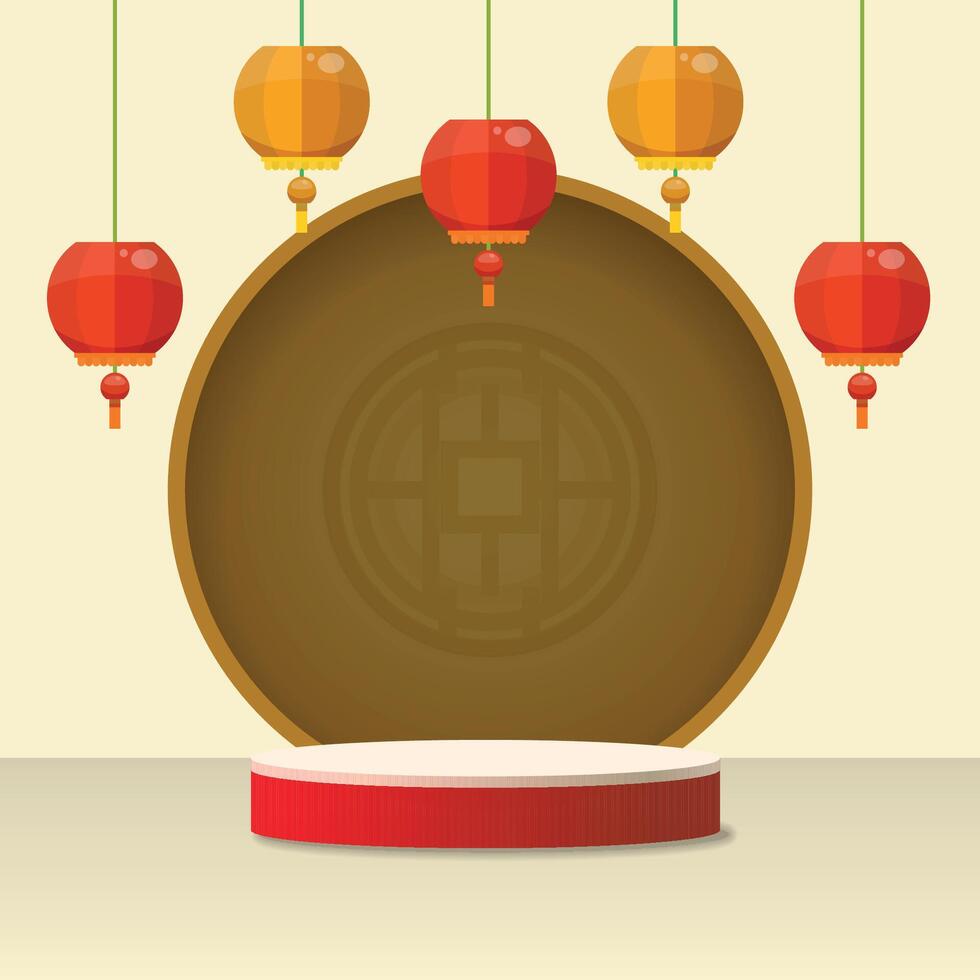 Chinese new year 2025. Year of snake. Blank podium for product. vector