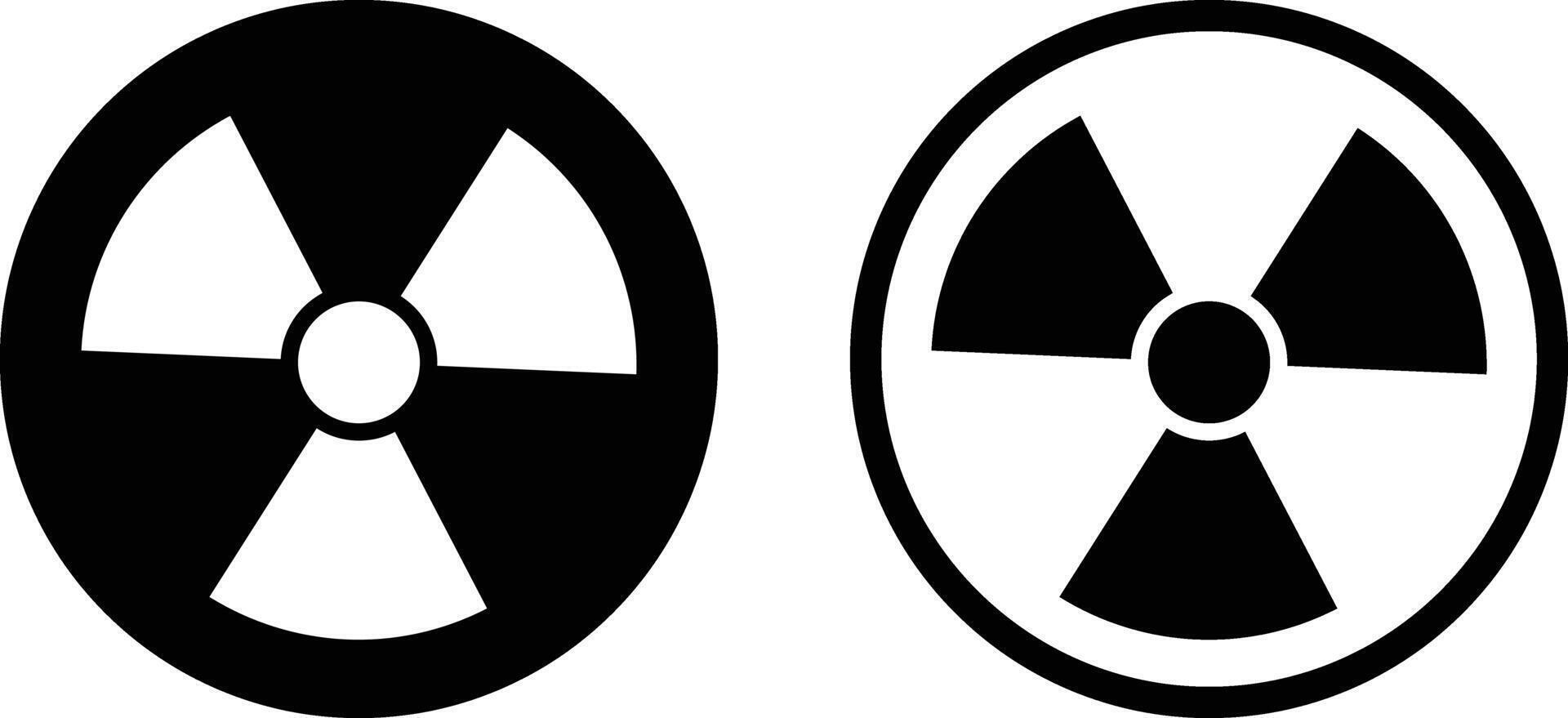 Radiation icon set in two styles . Hazardous radiation icon. Radiation warning sign . illustration vector