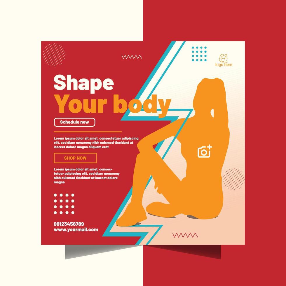 gym flyer or fitness template design vector